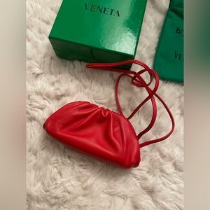 New Bottega Veneta The Pouch Coin Purse Red Leather